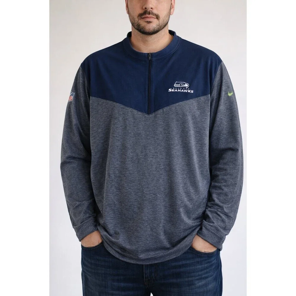 Nike Seattle Seahawks Dri-FIT Quarter Zip Pullover Men’s XXL Blue Gray NFL